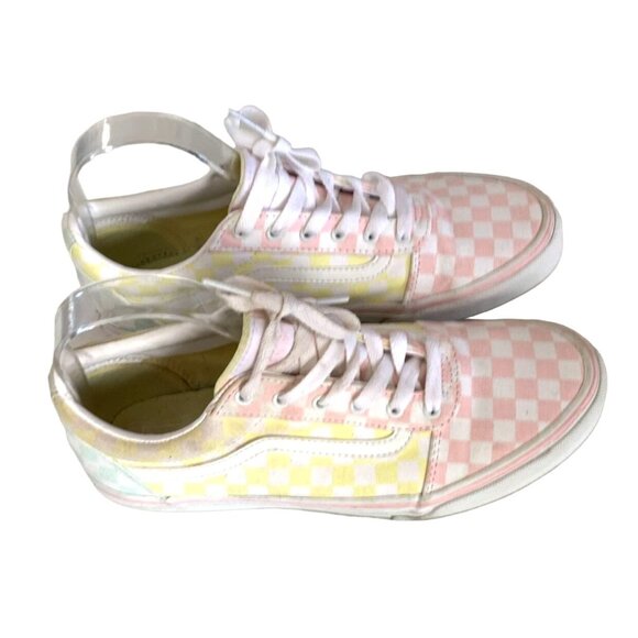 Vans Off the Wall Womens Missy Size 6 Sneaker Shoes Lace Tie Up Yellow Pink Gree - Picture 3 of 6